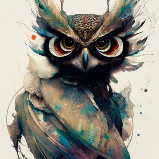 Elegant Owl Portrait in Digital Illustration Style
