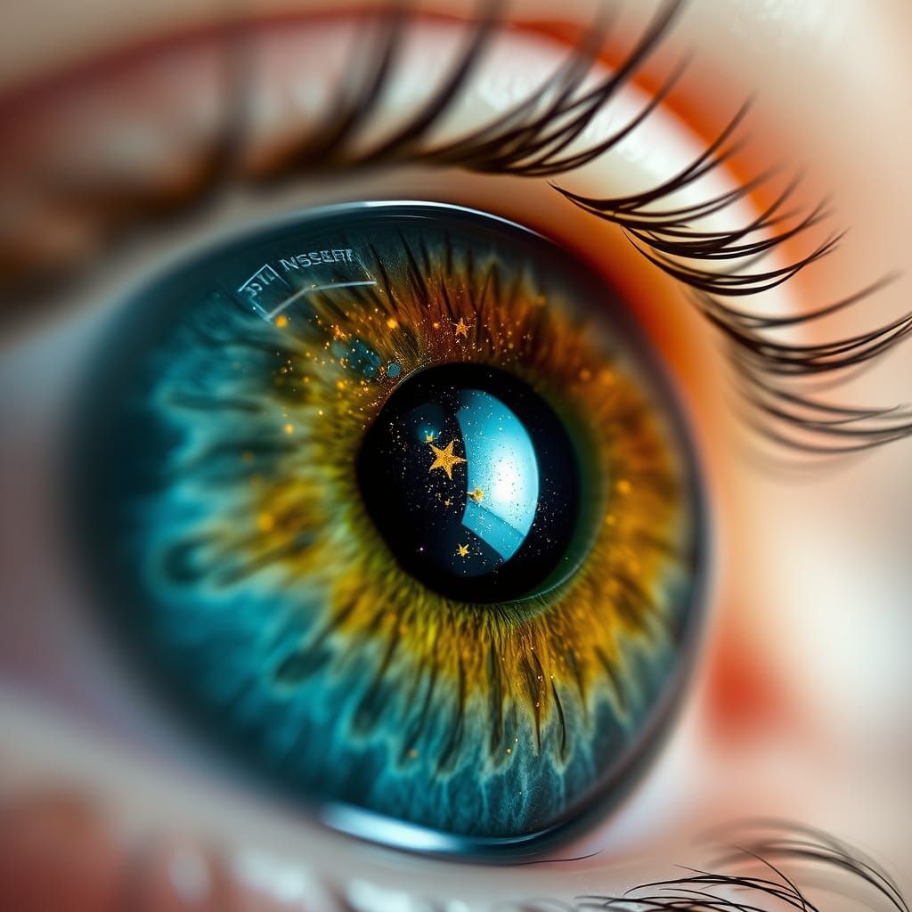 Hazel Eye Reflecting Nebula Birth in Macro Photography