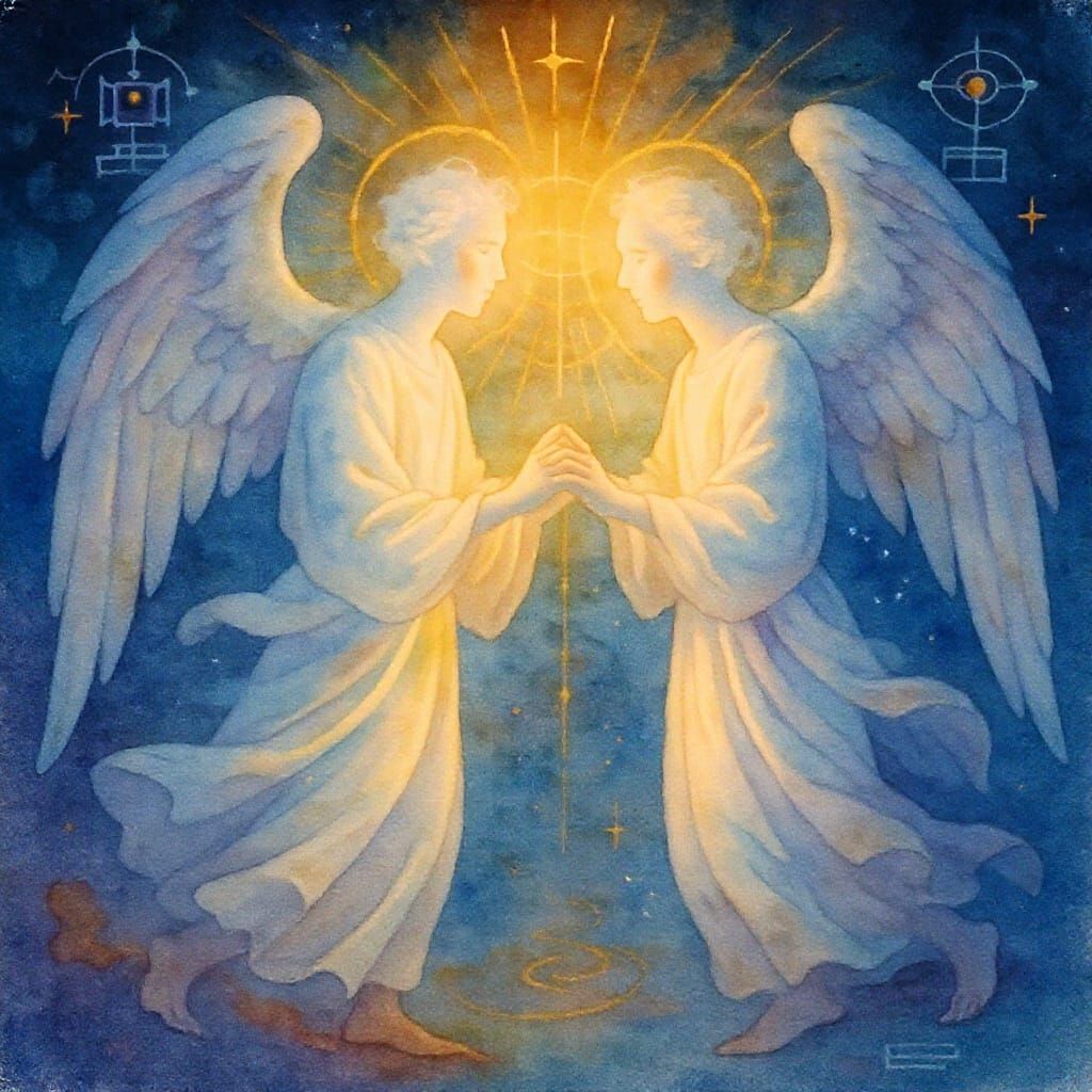 Angelic Observers in Watercolor Style