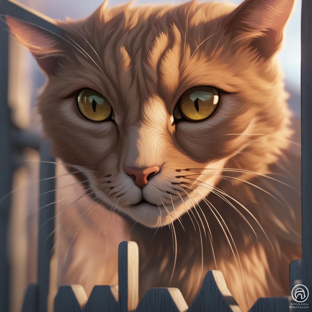 Scared Cat Portrait in Hyperdetailed Style