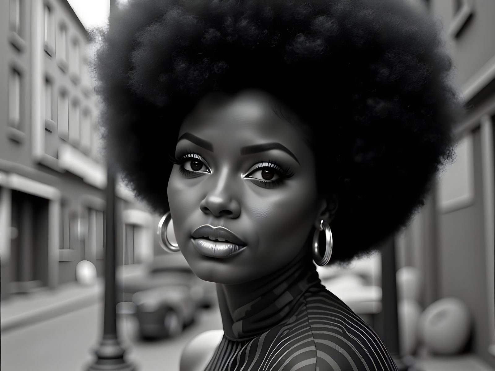 Beautiful Woman with Afro, 1970s Style Photo