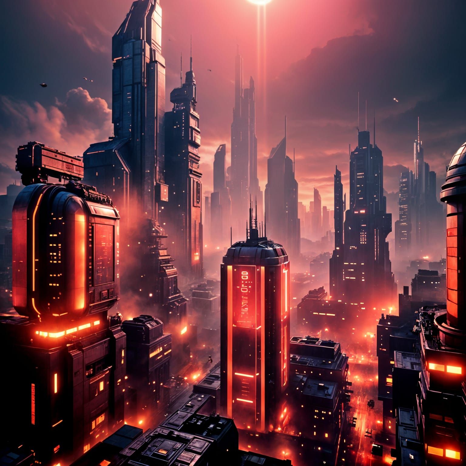 Surreal Biopunk Metropolis in Neon Haze