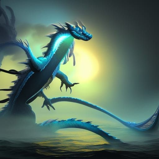 Bioluminescent Blue Sea Dragon Concept Art