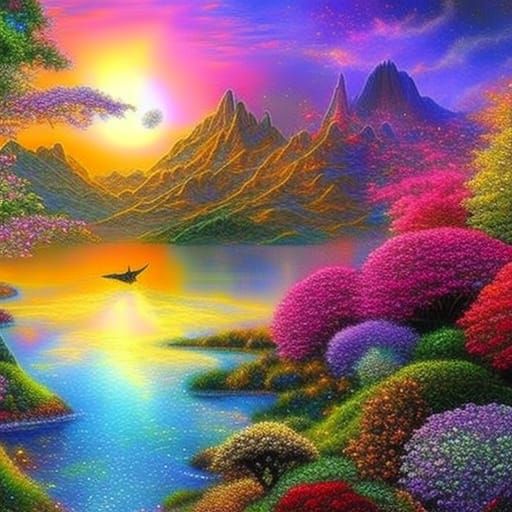 Glittering Fantasy World Rendered in 3D