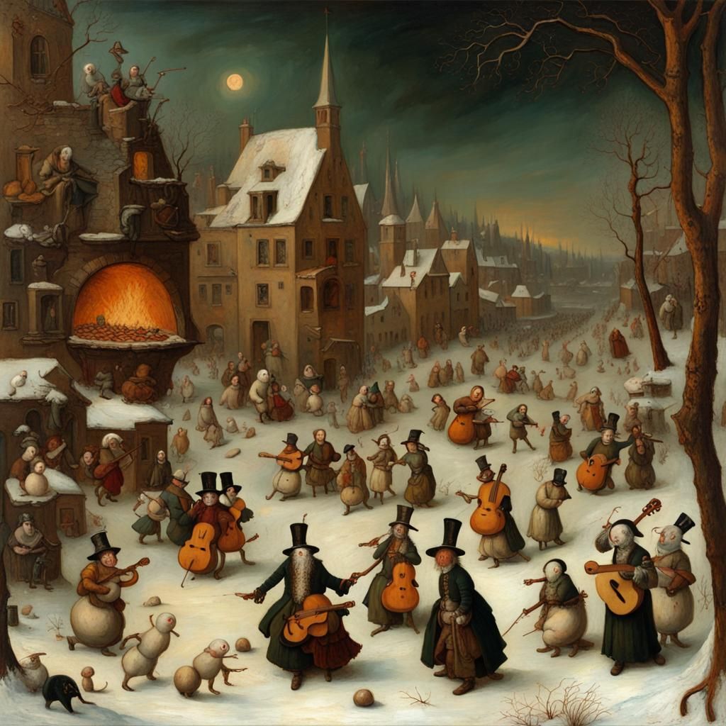 Bosch's Winter Hellscape in Oil Painting