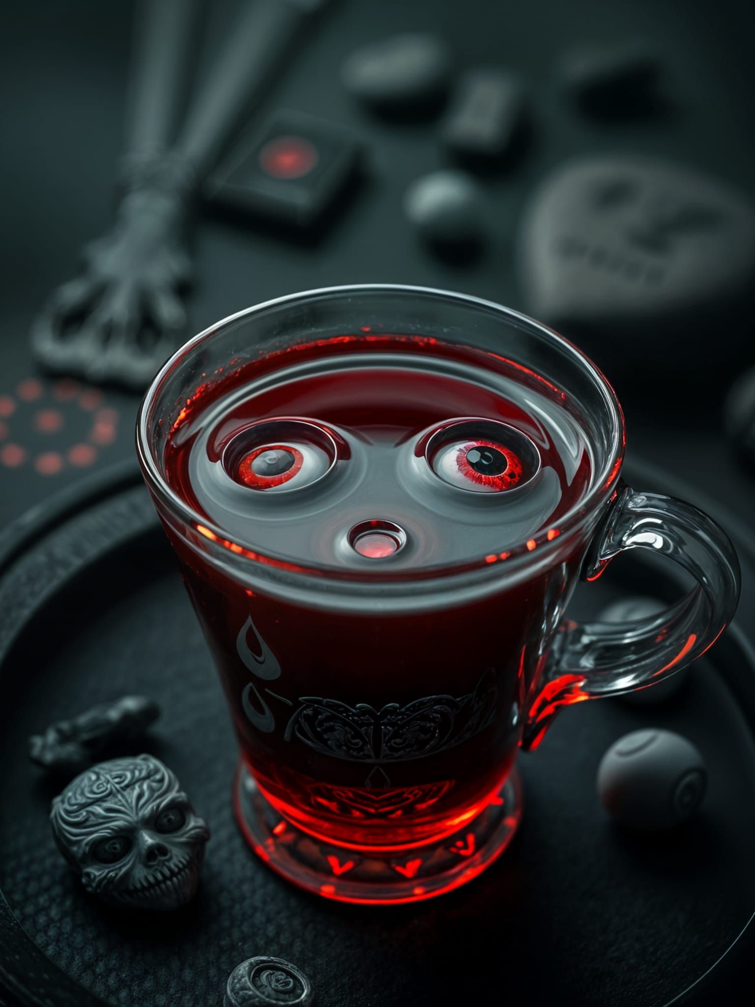 Piercing Eyes in a Dark Fantasy Cup