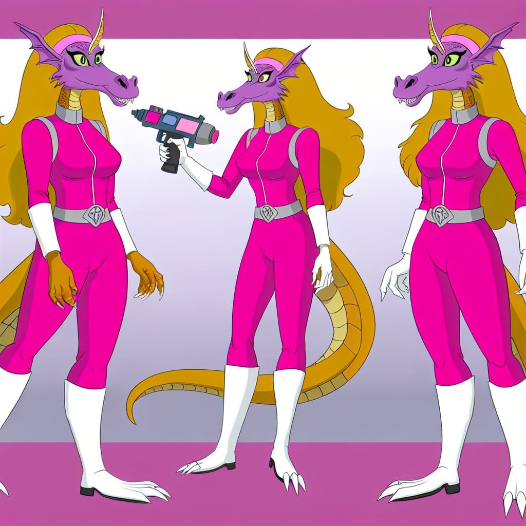 Female Dragon Space Defender in Comic Art Style