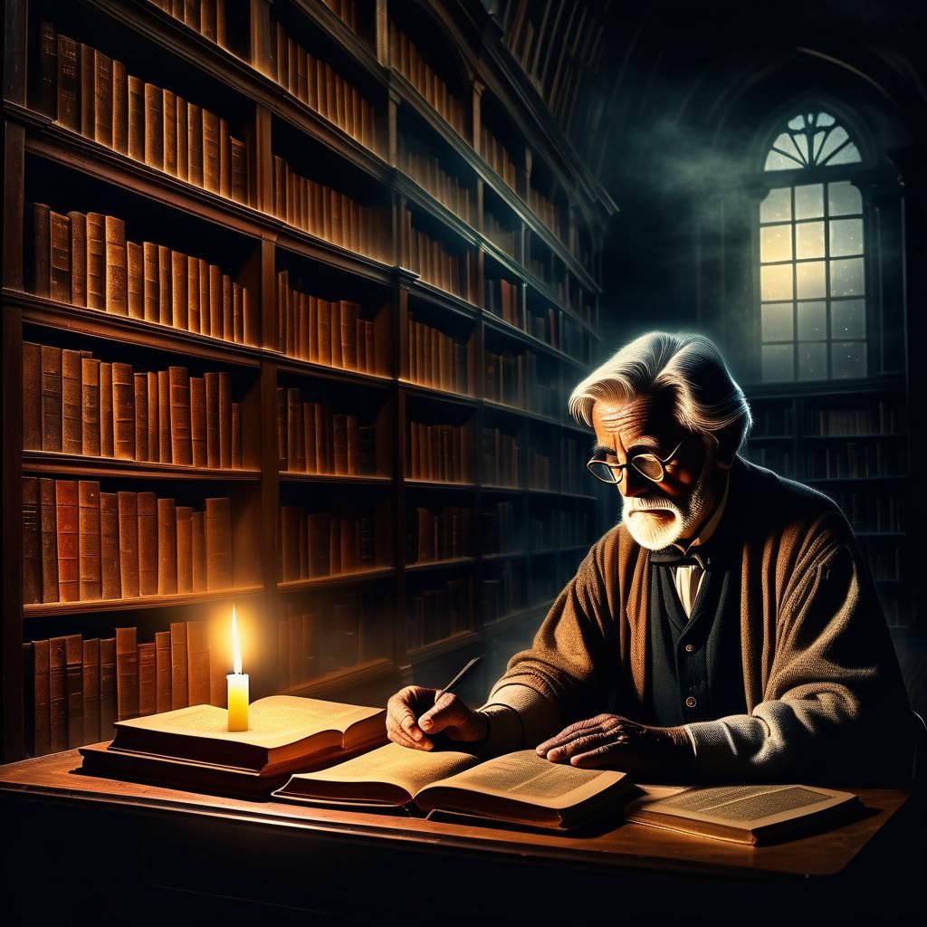 library shelves filled with large old dusty books, old libra...