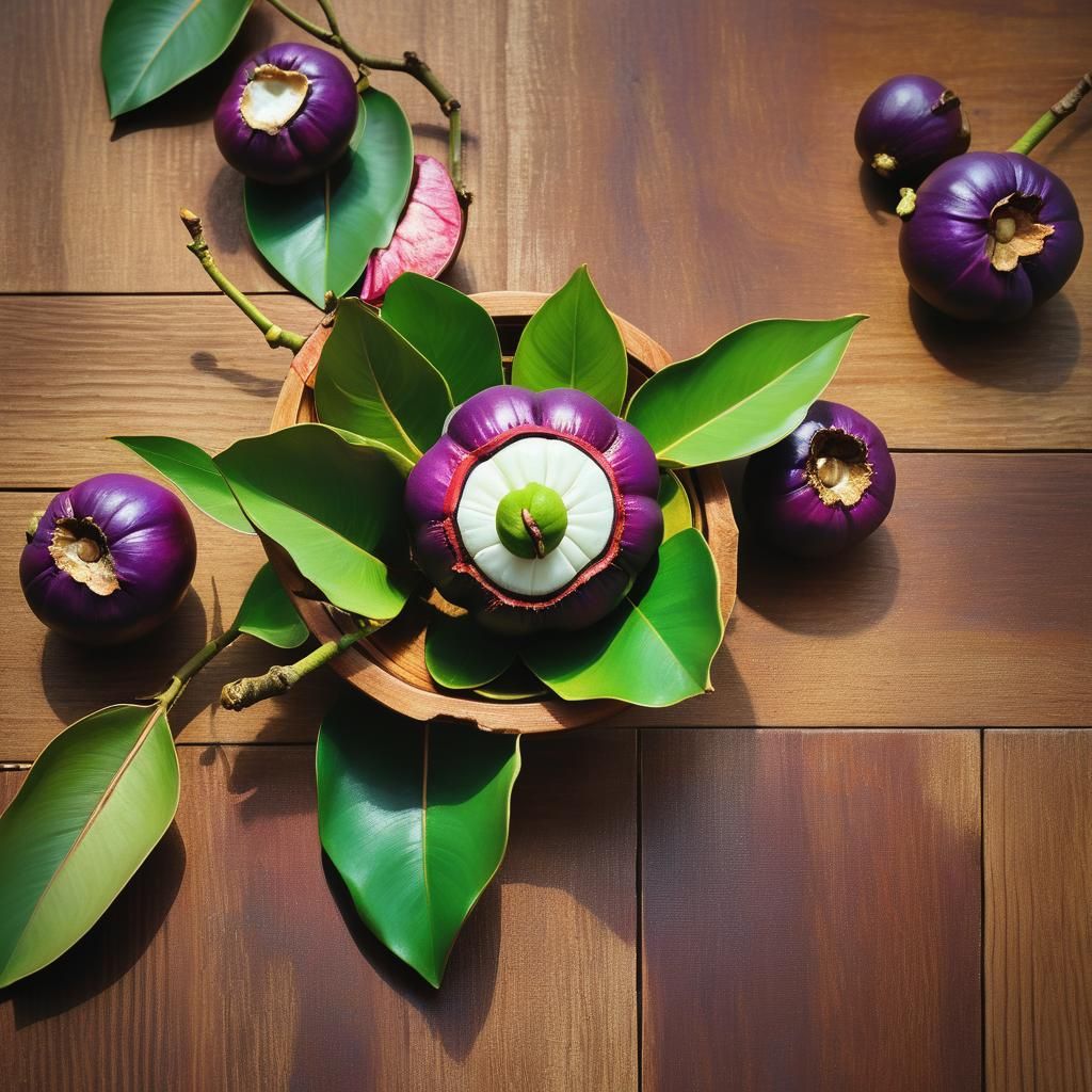 Botanical Art: Mangosteen Still Life in Rousseau Style