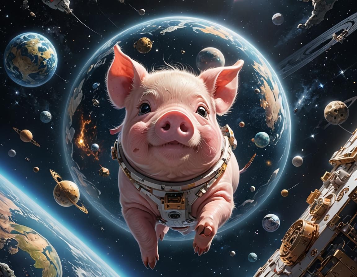 Cute Pig's Space Adventure: Anime Style