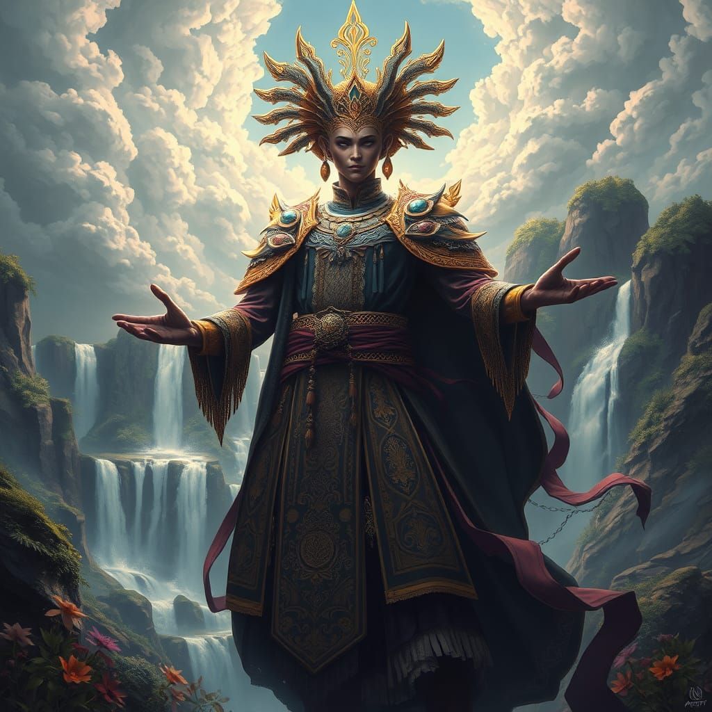 Mystical Being in Opulent Attire: Fantasy Art