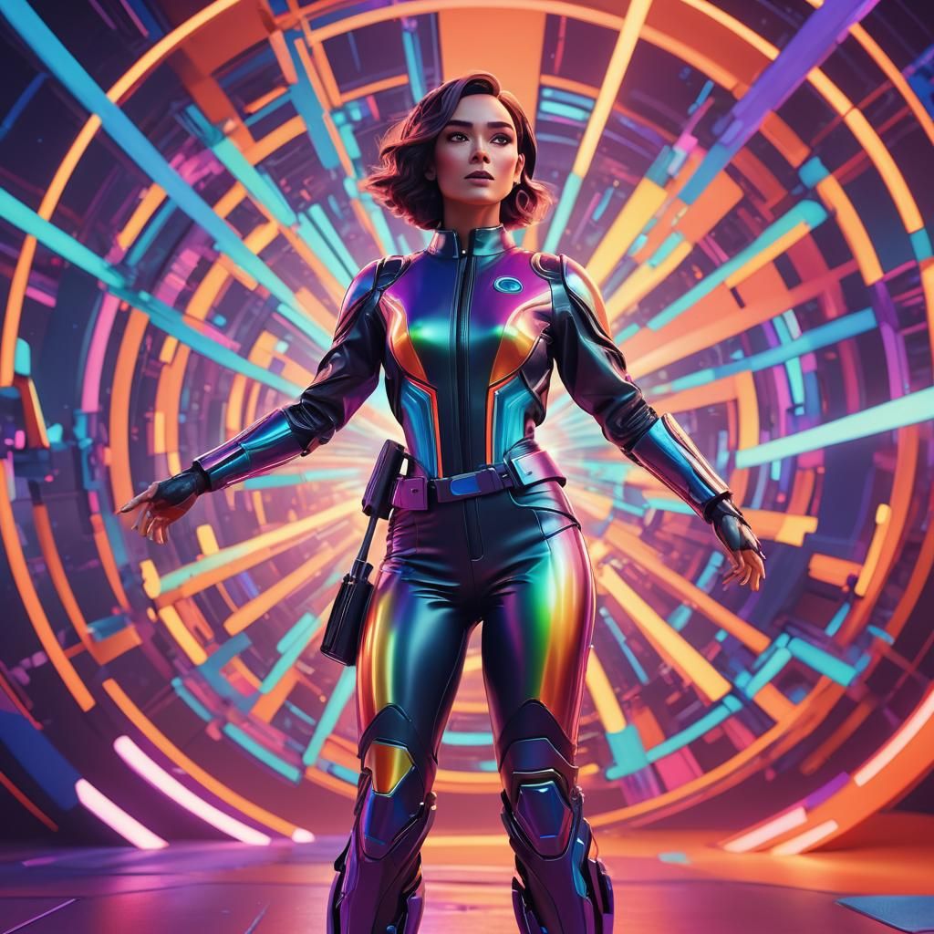 Woman in Futuristic Clothes, Pixar-Inspired 3D Art