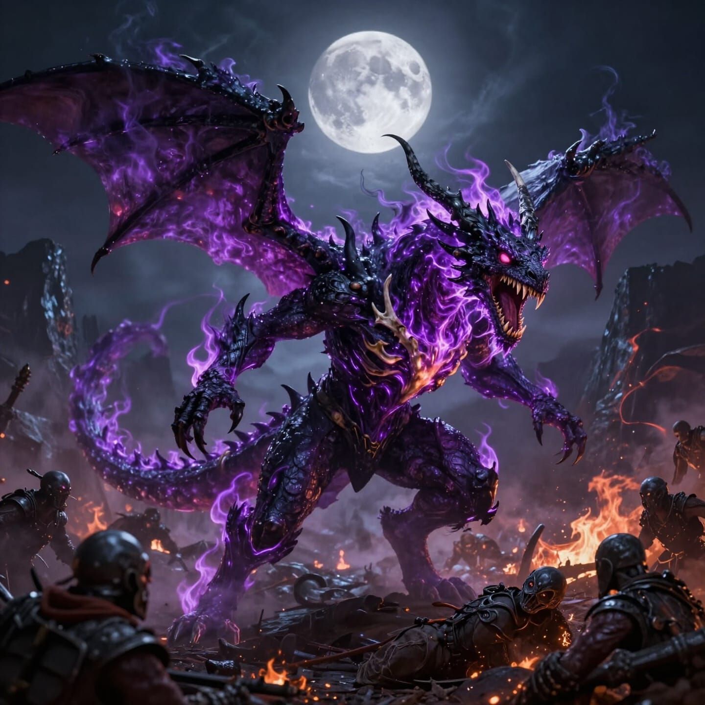 Shadow Dragon of Purple Flames and Smoke
