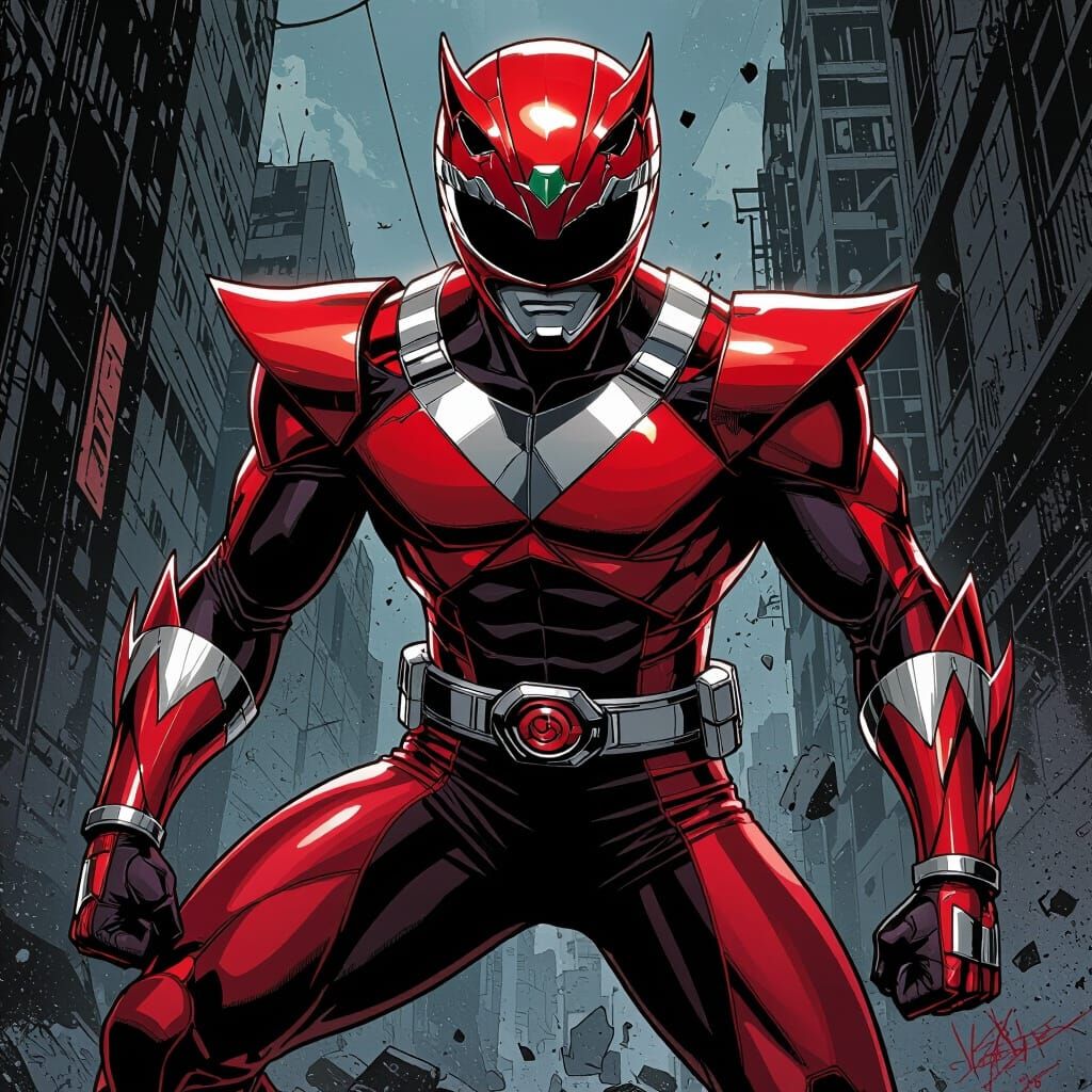 Red Psycho Ranger in Urban Gritty Style