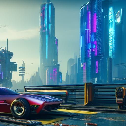 Cyberpunk 2077 Detailed Matte Painting in Unreal Engine