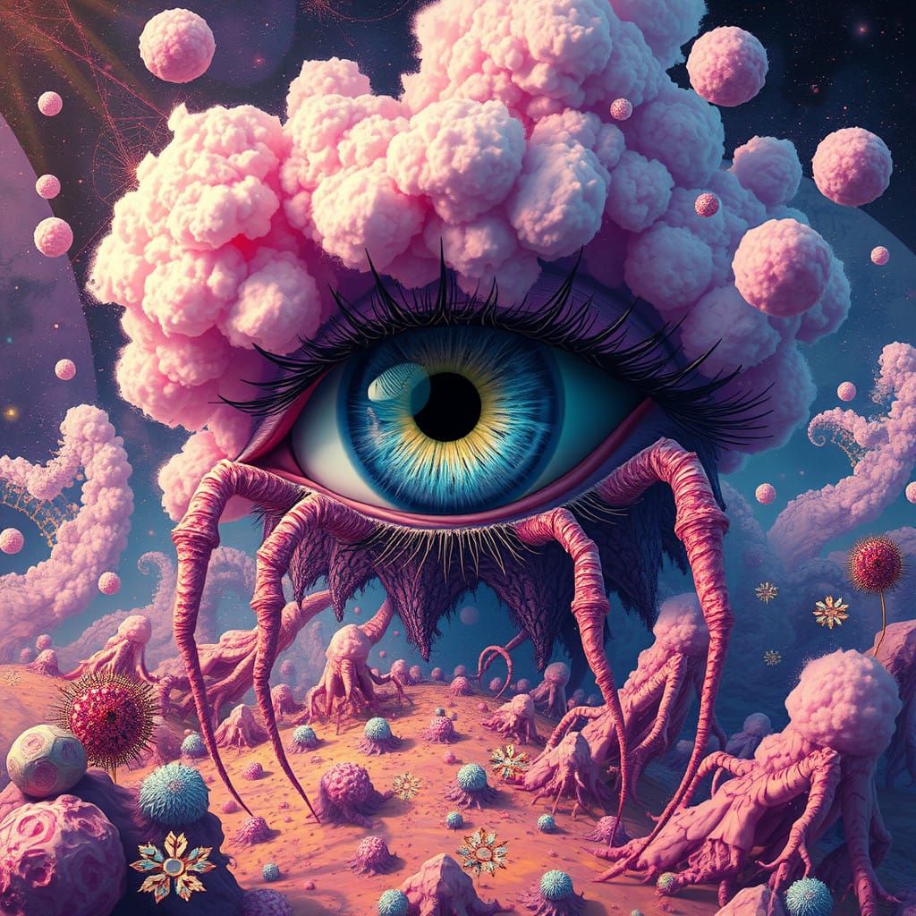 Ethereal Eye in Whimsical Dreamworld Chaos