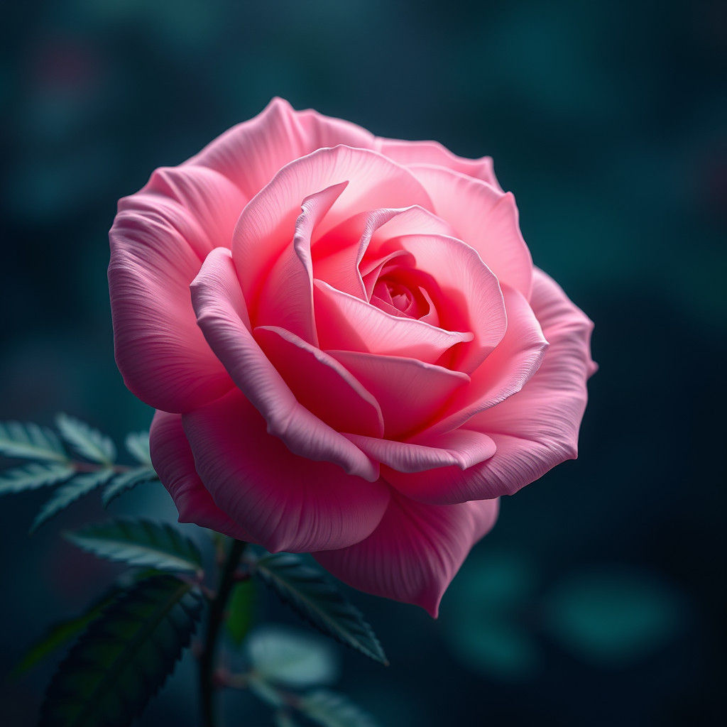 Radiant Pink Rose in High-Fantasy Style
