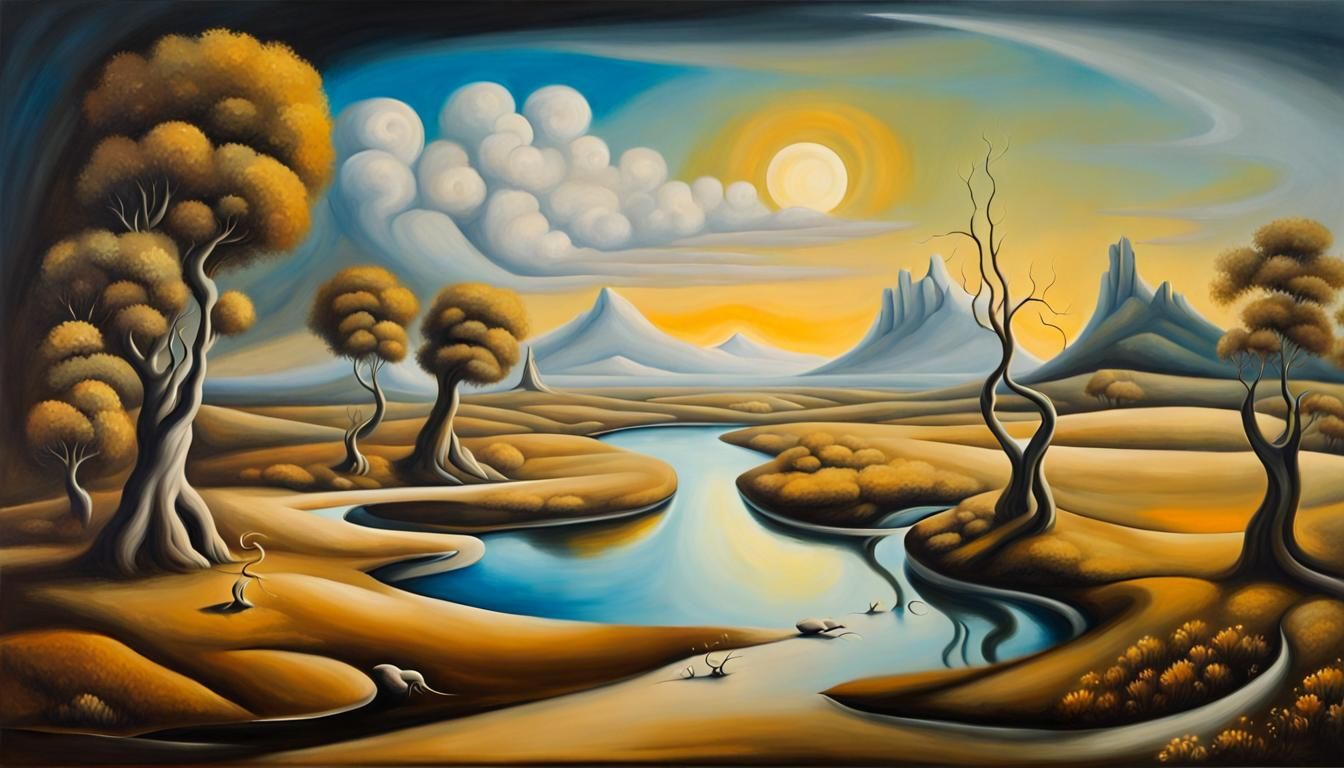 Surreal Landscape Oil Painting in Dali Style