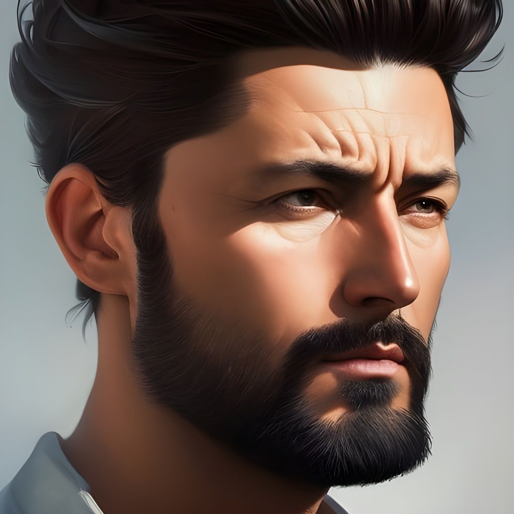 Detailed Portrait of Marcello Mastroianni in Art Nouveau Sty...