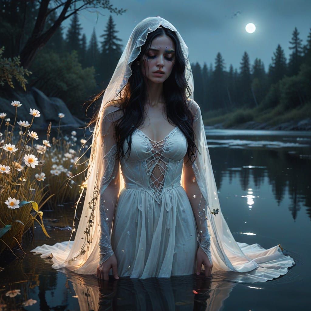 The Forlorn Bride in Ethereal Moonlight