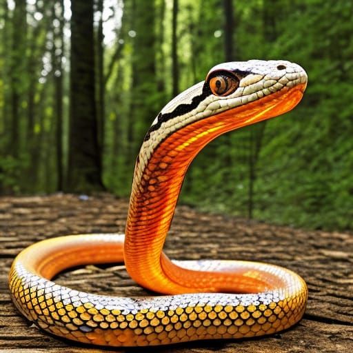 Glowing Scaled Snake in Forest Setting