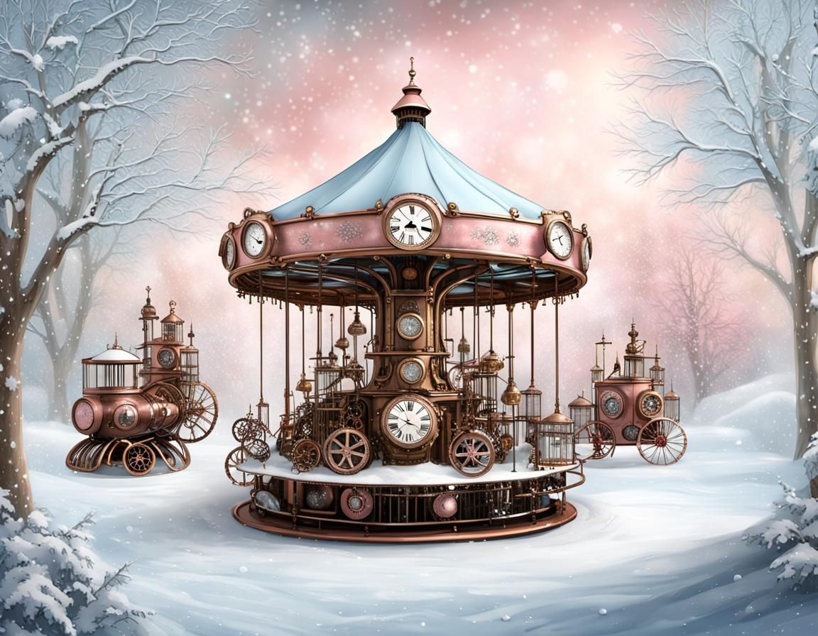Steampunk Winter Wonderland Merry-Go-Round