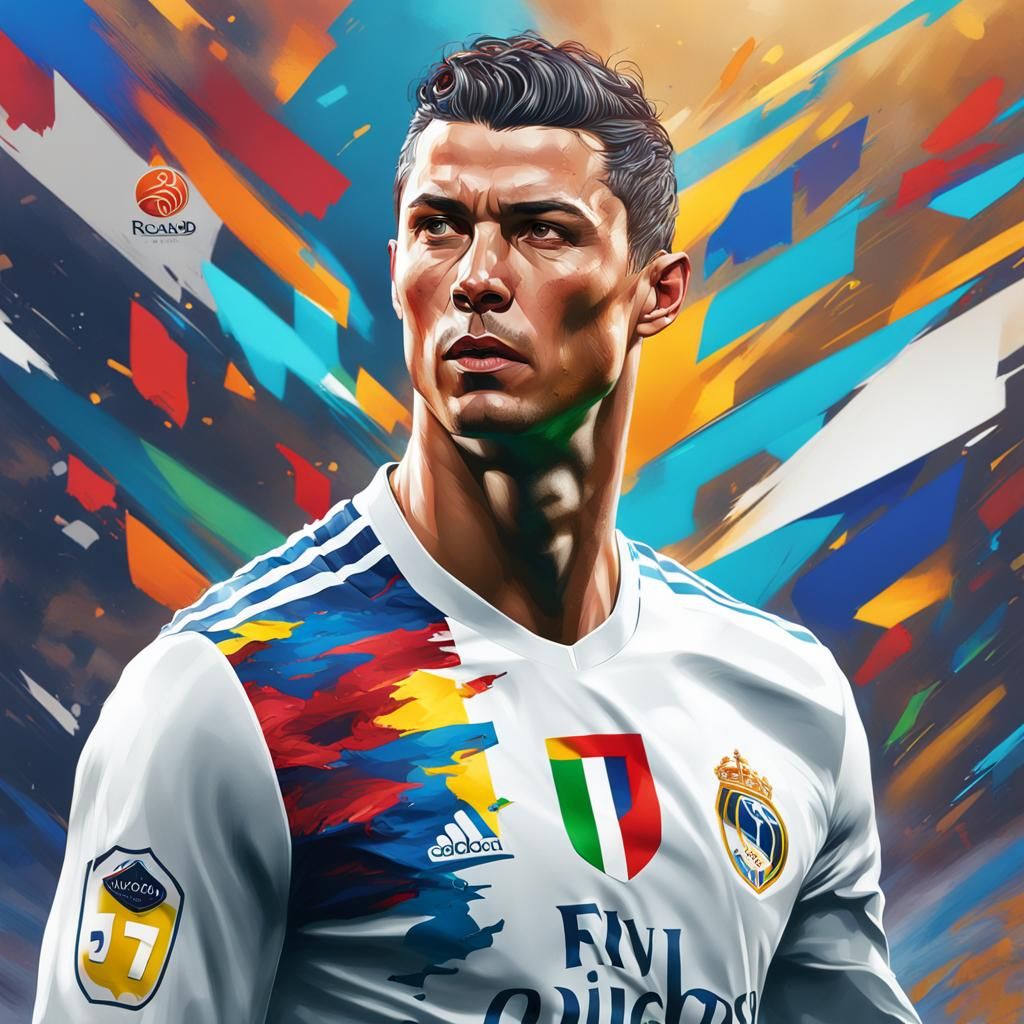 Cristiano Ronaldo Portrait in Hyperdetailed Digital Art Styl...