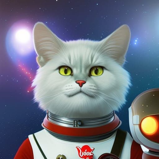 Cute Cat in Spaceship: Disney-Style 3D Render