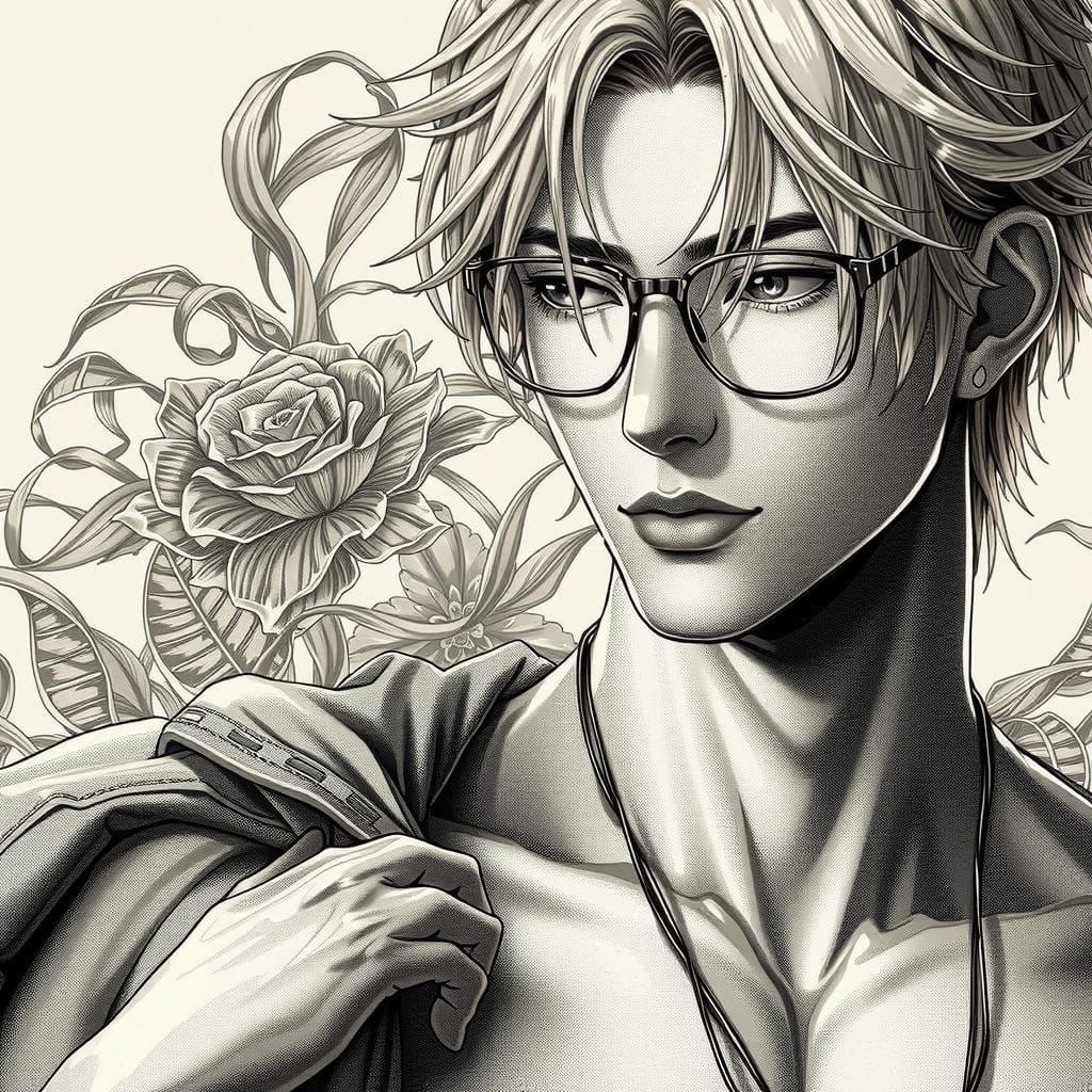Bishounen Portrait of Geto Suguru in Hyperreal Style