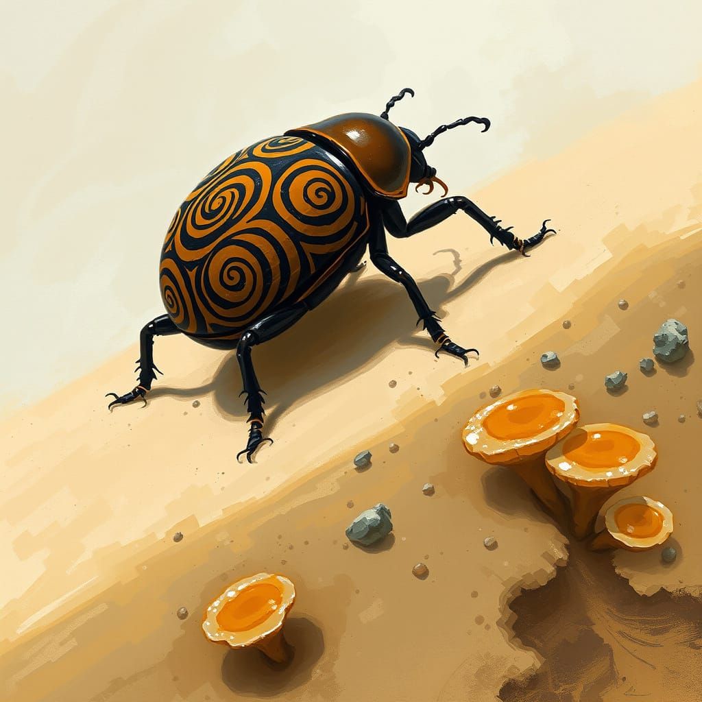 Dune Beetle with Swirls Searches for Slime