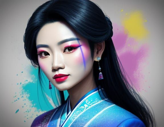 Colorful Chalk Portrait of Vietnamese Actress