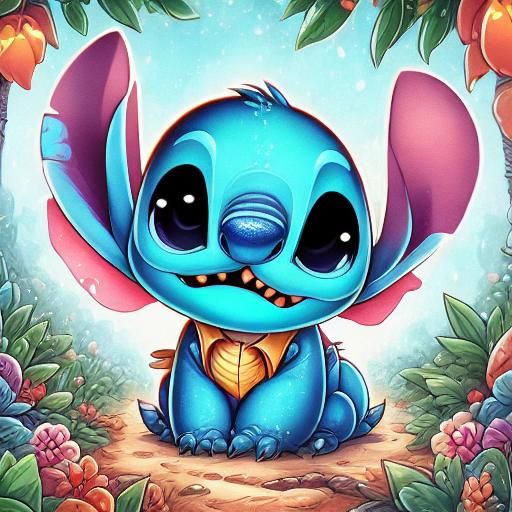 Lilo and Stitch Surrounded by Hearts