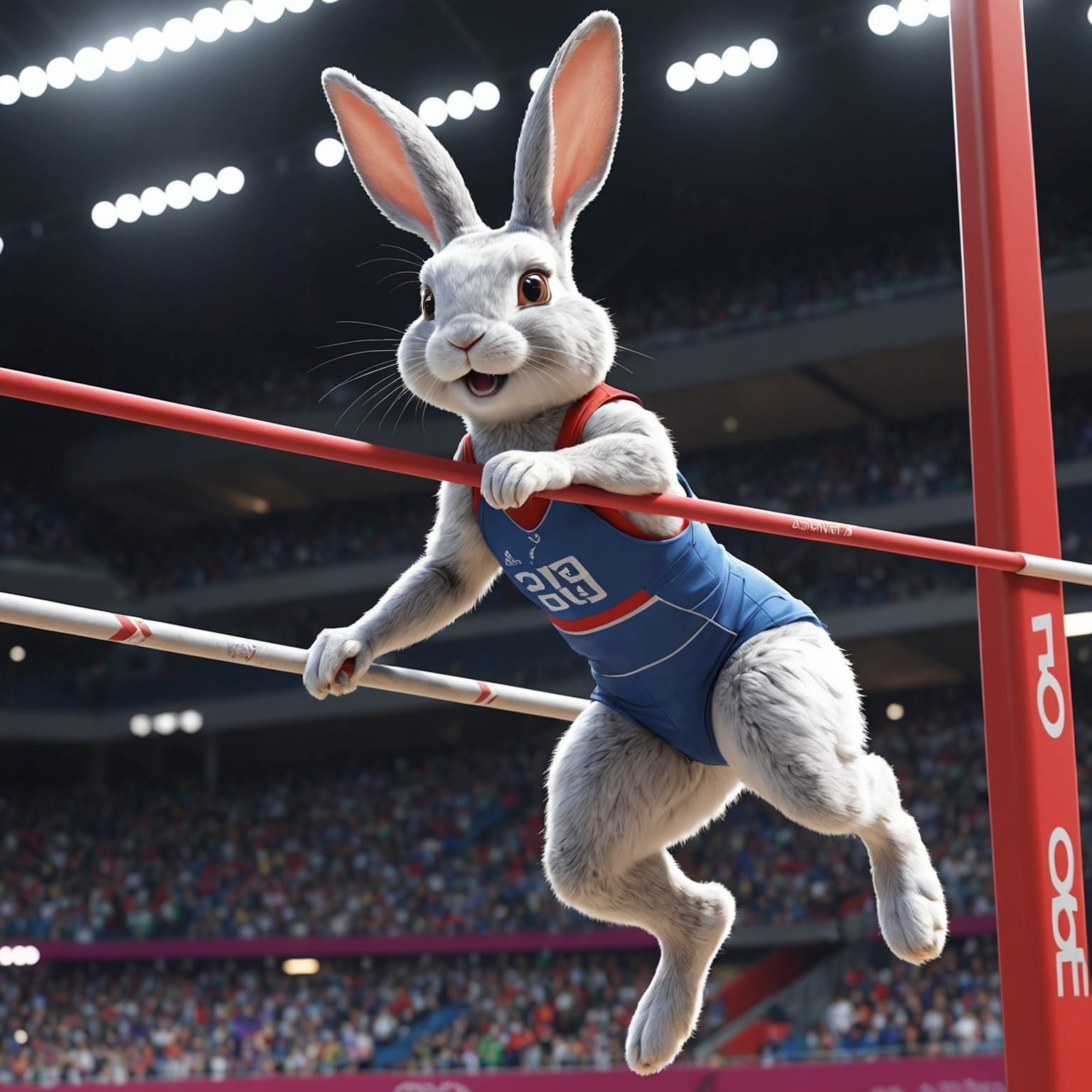 Rabbit Pole Vaulting in the Olympics: Anime Art
