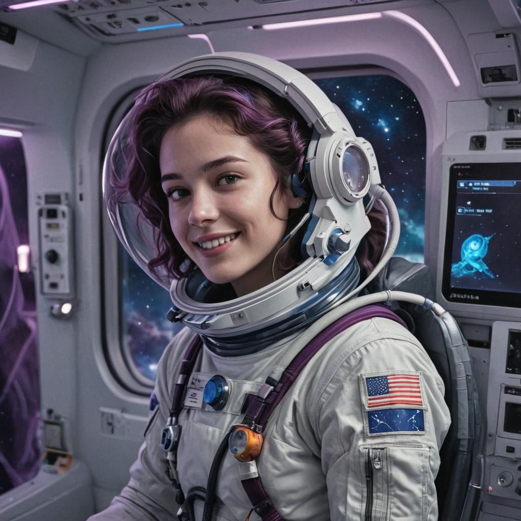 Astronaut with Monitor Head in Space, Digital Art