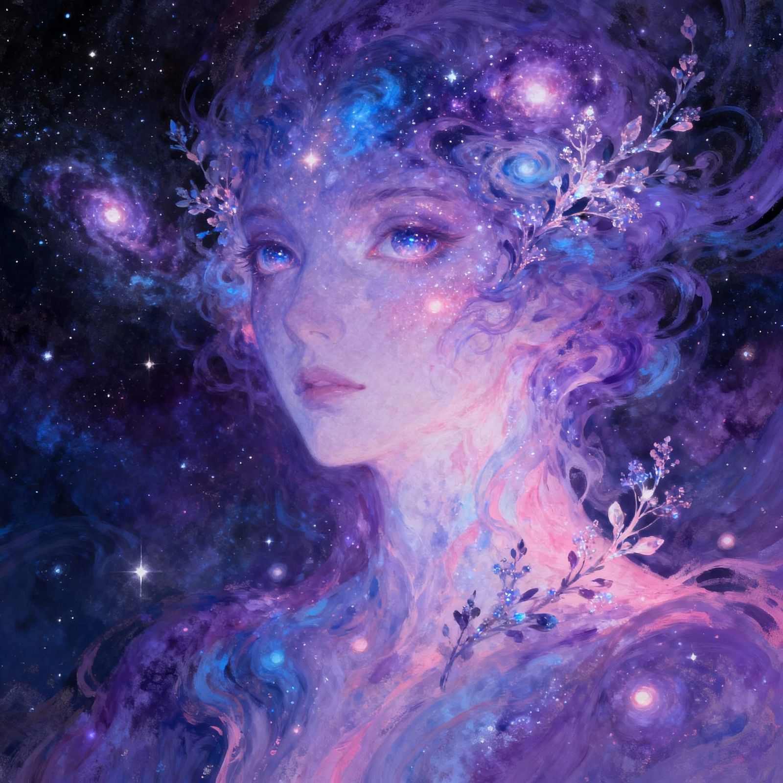 Celestial Being of Nebulae and Stardust in Abstract Style