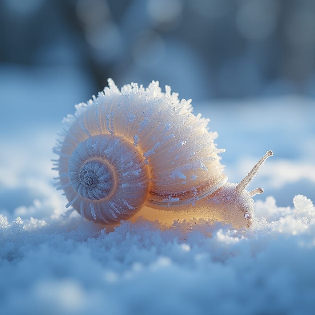 Frosted Snail Shell Winter Wonderland