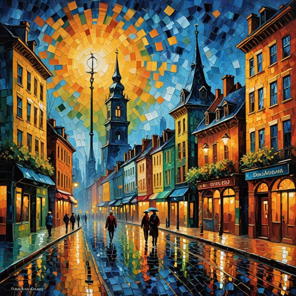 Vibrant Heliopolis Cityscape in Neo-Impressionist Oil