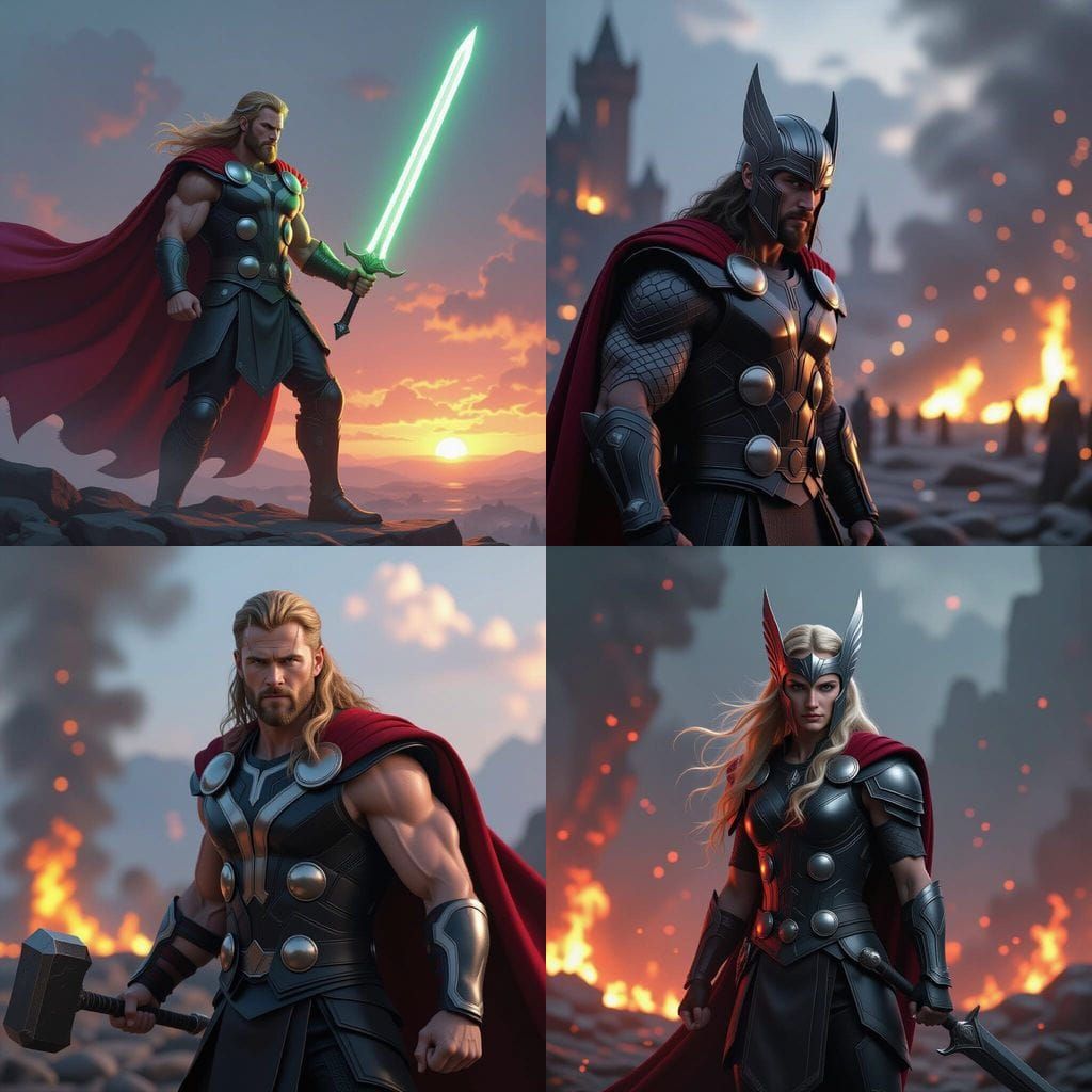 Thor Battles Hela in Realistic 3D Epic Scene