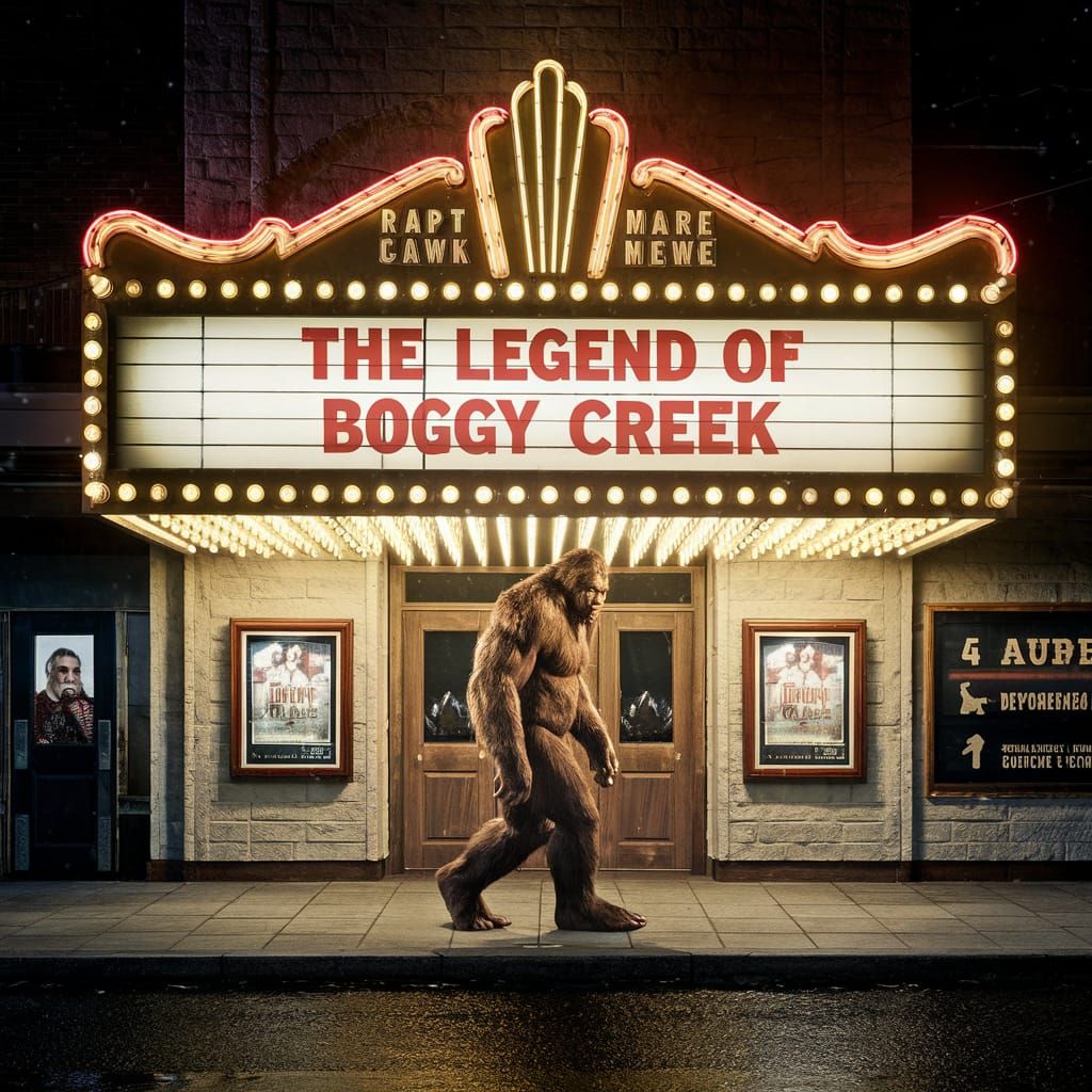 Bigfoot Buys a Movie Ticket at Night