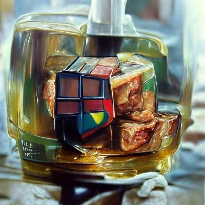 Rubik's Cube in Oil Painting Style
