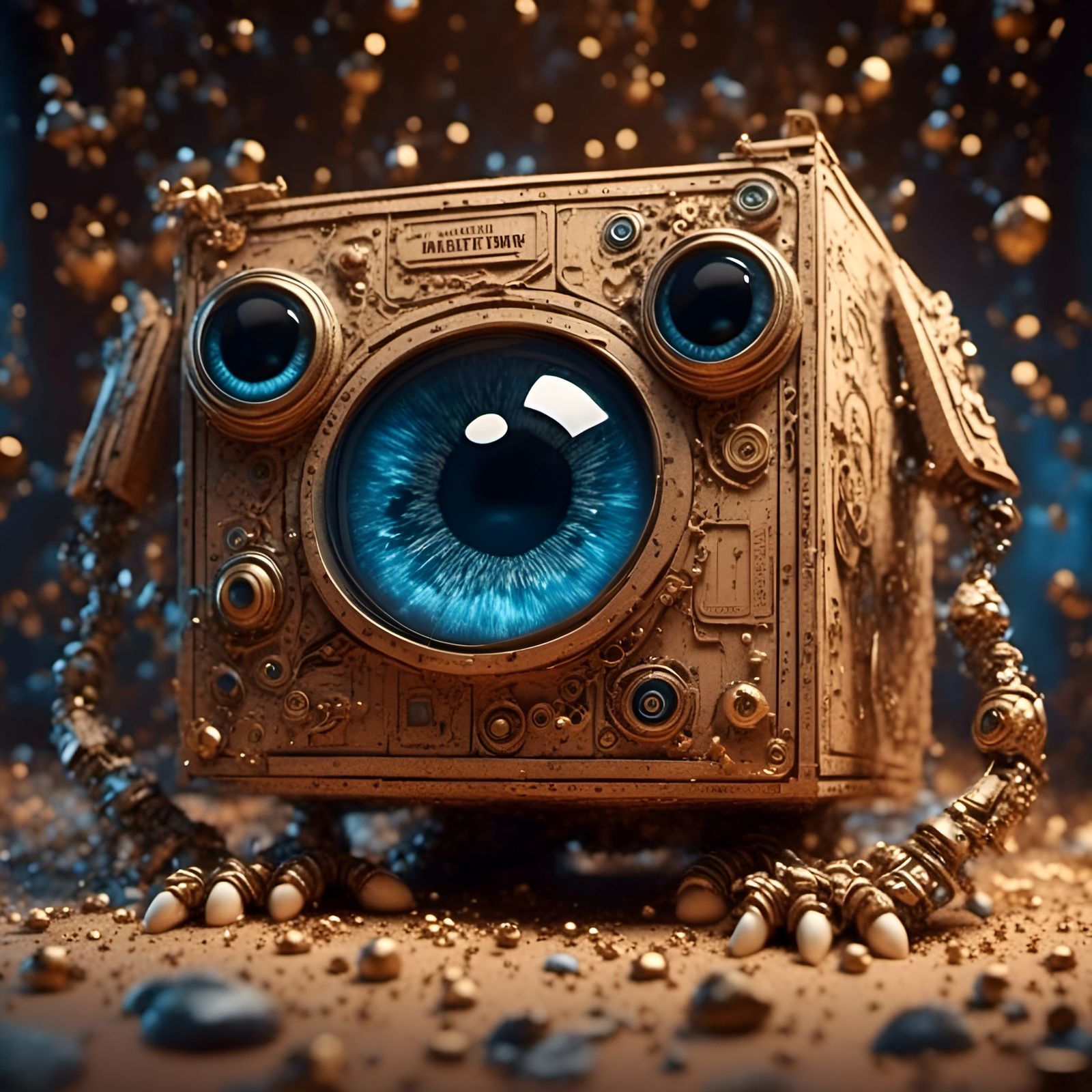 Photorealistic Cardboard Box Character Close-up