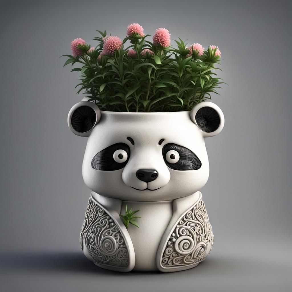 Glossy Panda Flower Pot Product Shot