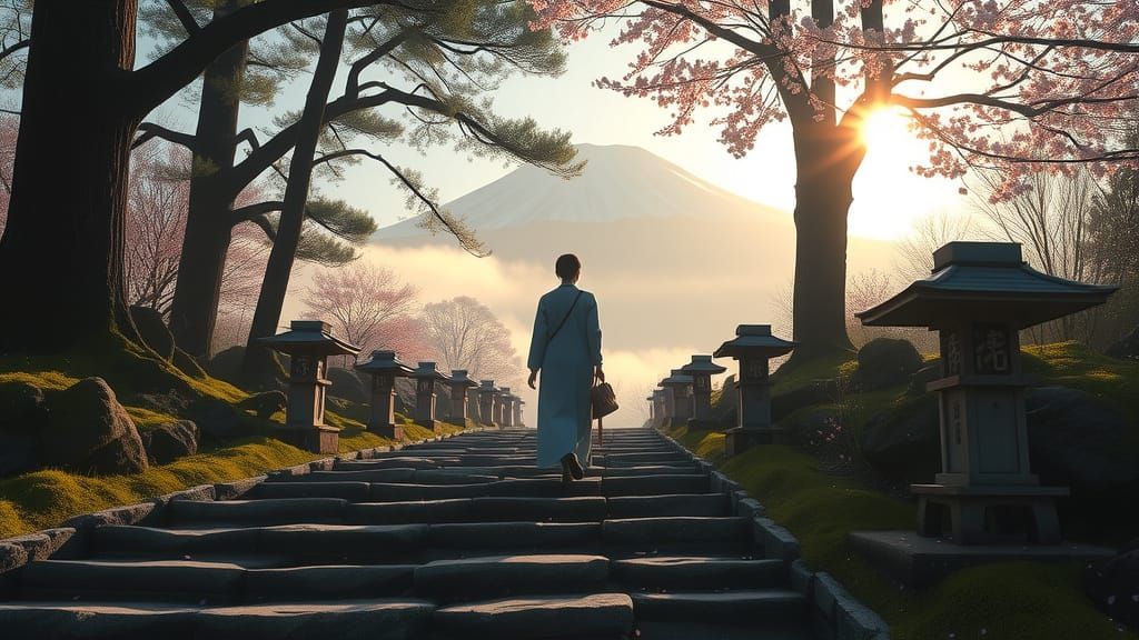 Hokora Path at Dawn: 3D Anime Style