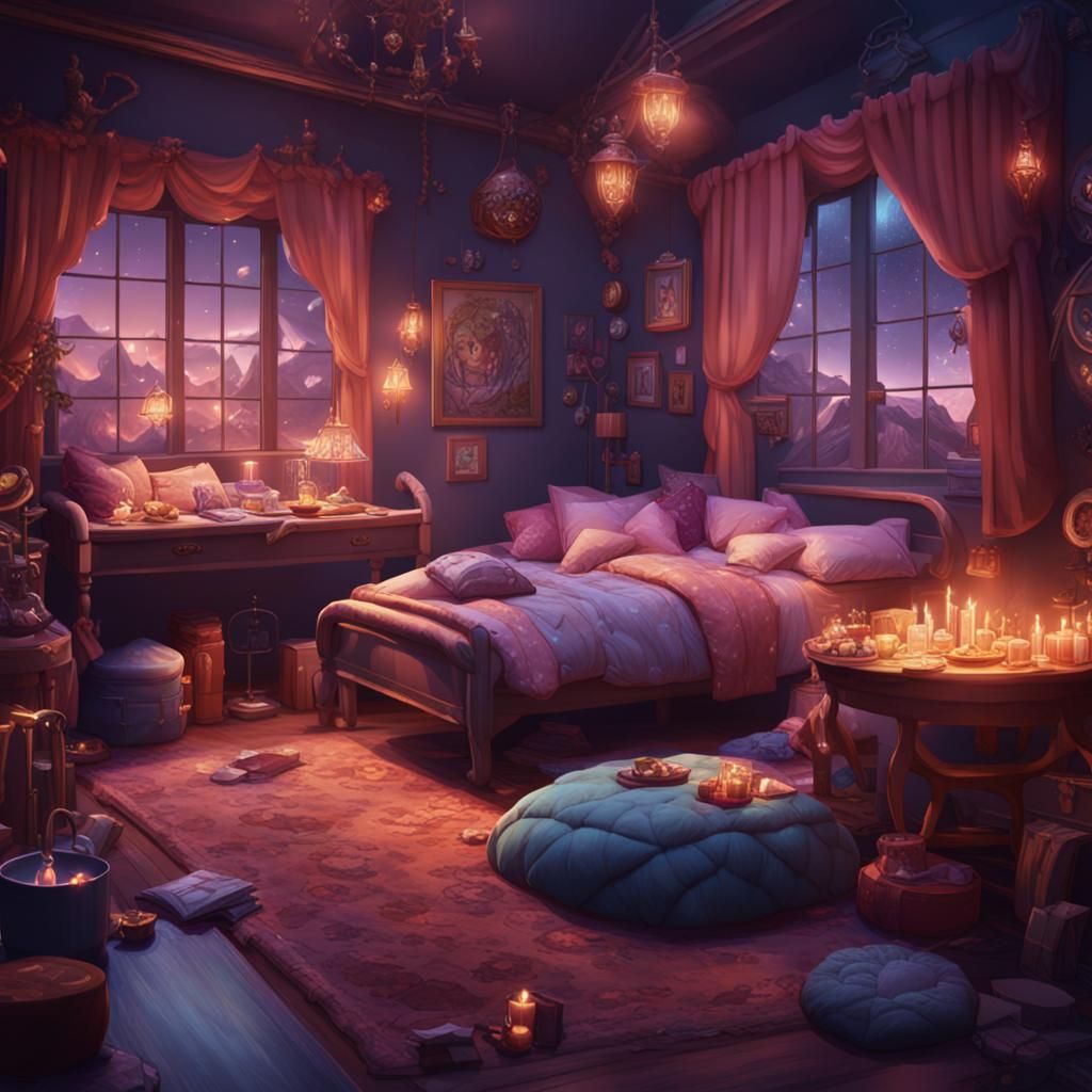 Detailed Matte Painting of a Sleepover Scene