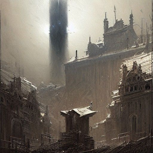 Horror Outpost in Gustave Doré Style