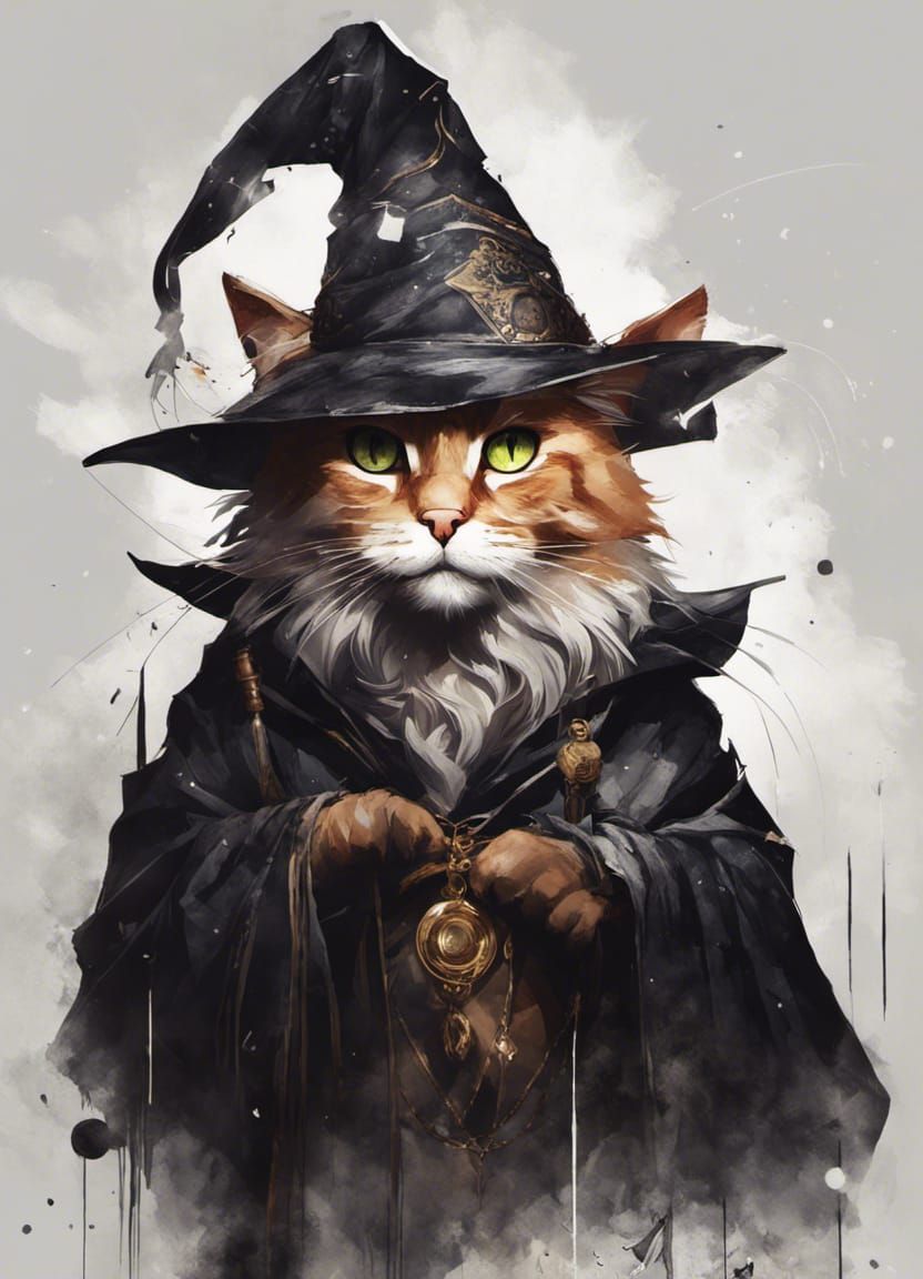 Anthro Cat Wizard in Hyperrealistic Style