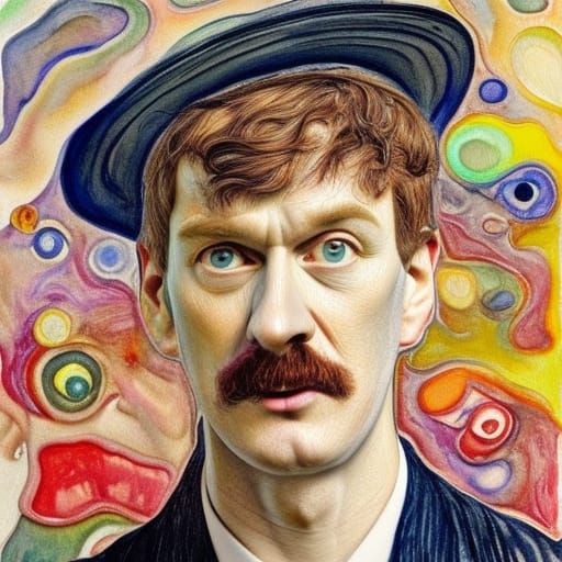 Detailed Portrait in Mixed Media Styles