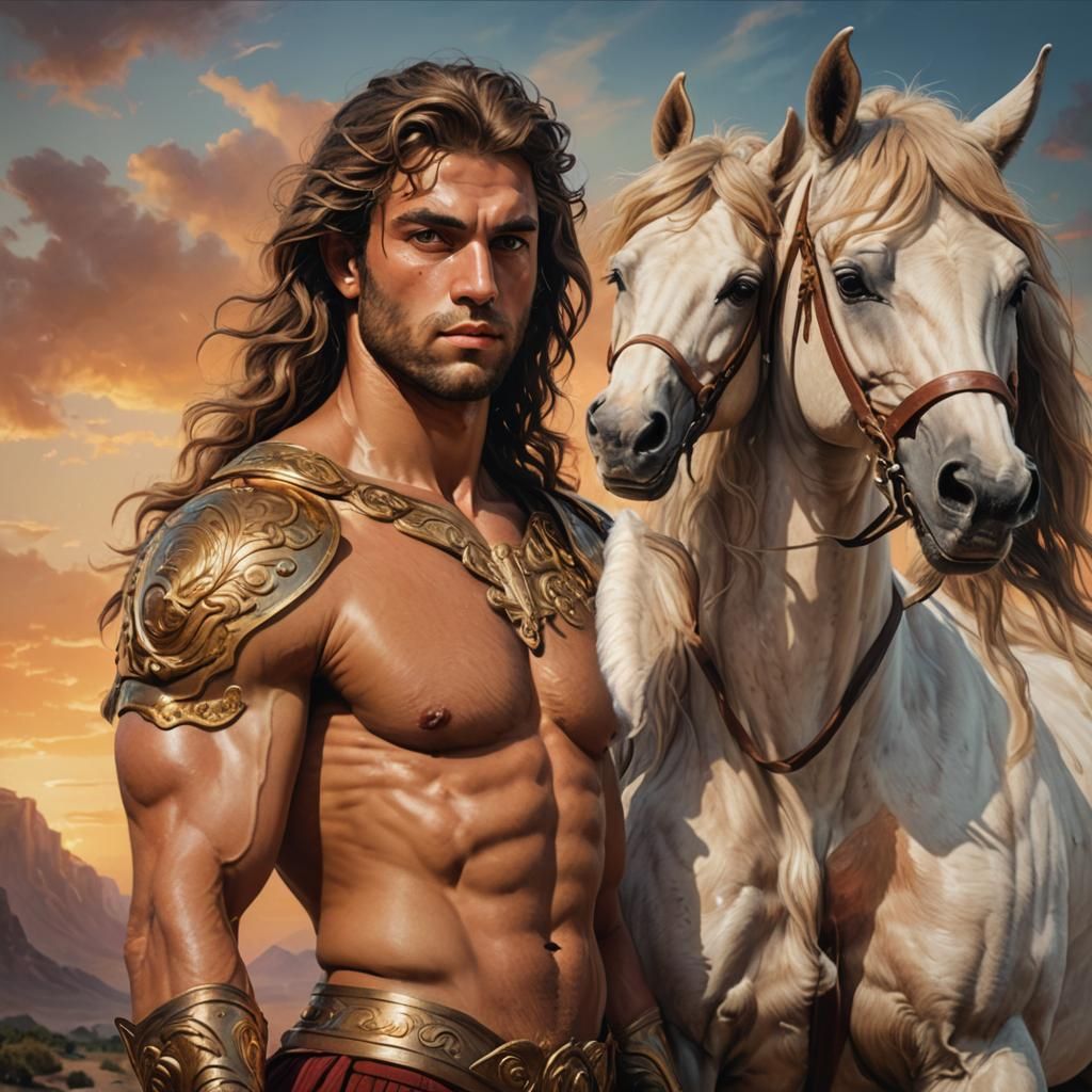 Greek Demigod and Mythical Two Headed Horse