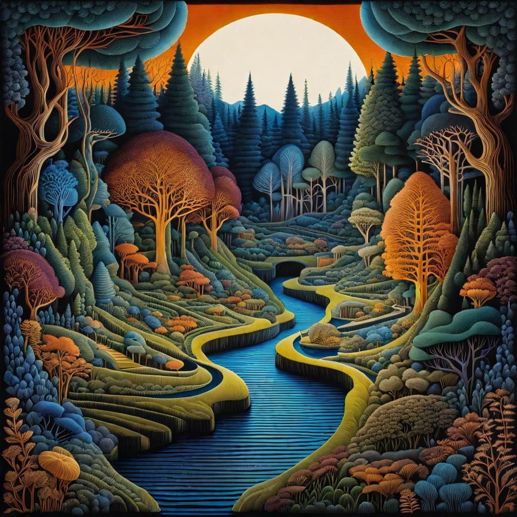Surreal Forest Creek Papercut World