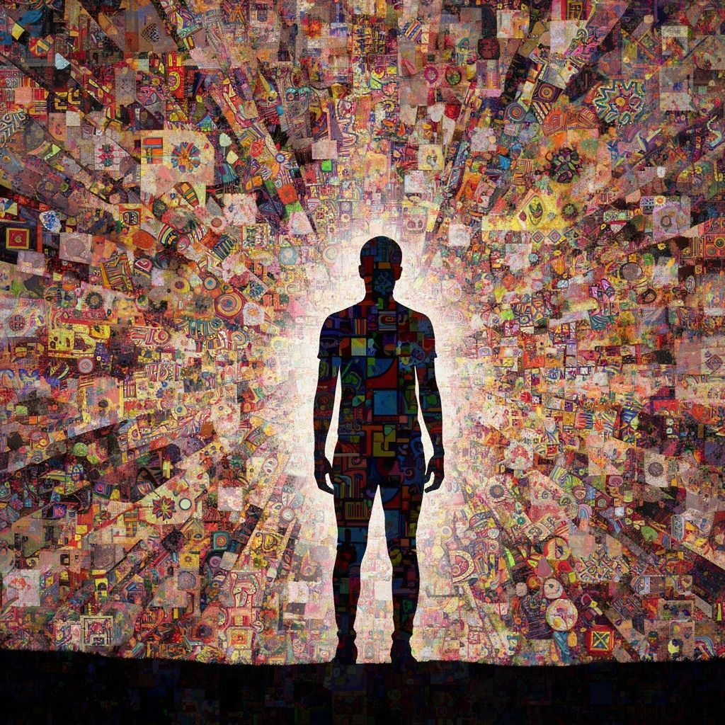 Abstract Silhouette in Mixed Media Textures